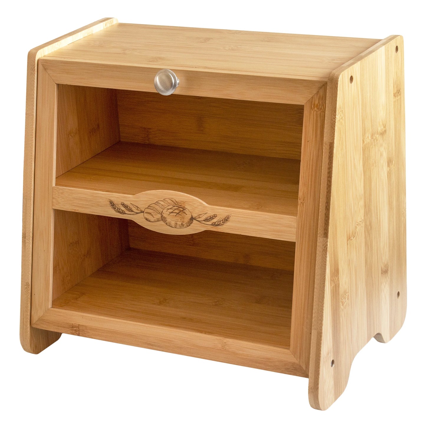 Double-Layer Bamboo Bread Box with Window in Farmhouse Style
