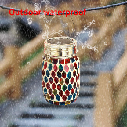 Outdoor Rechargeable Mosaic Solar Lanterns - Waterproof Hanging and Table Lamps for Decorative Lighting