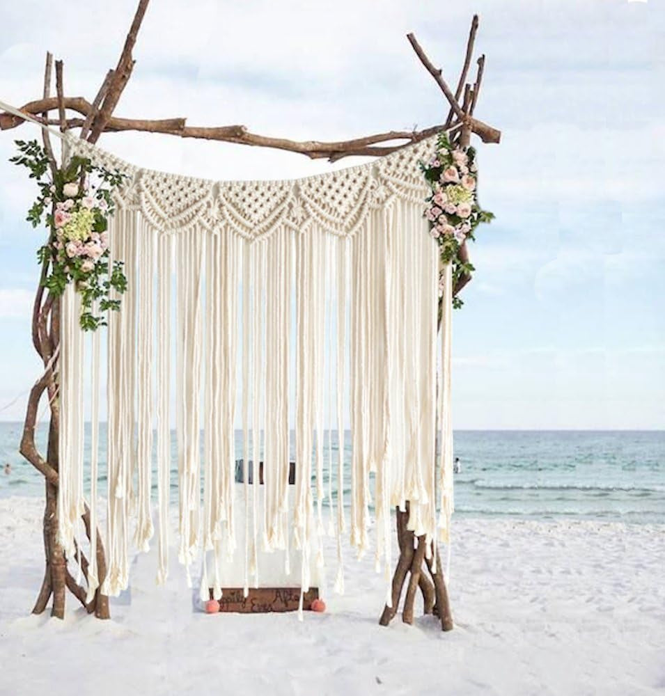 Handcrafted Macrame Wall Hanging for Bohemian Weddings - Cotton Wall Art Decor, 42" x 35