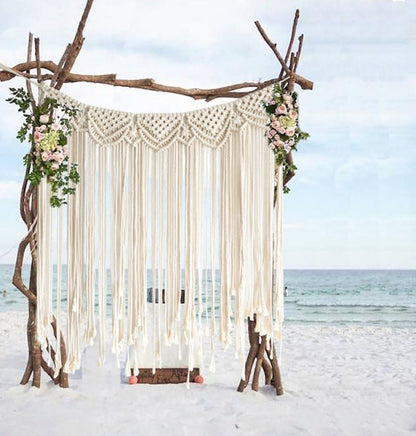 Handcrafted Macrame Wall Hanging for Bohemian Weddings - Cotton Wall Art Decor, 42" x 35