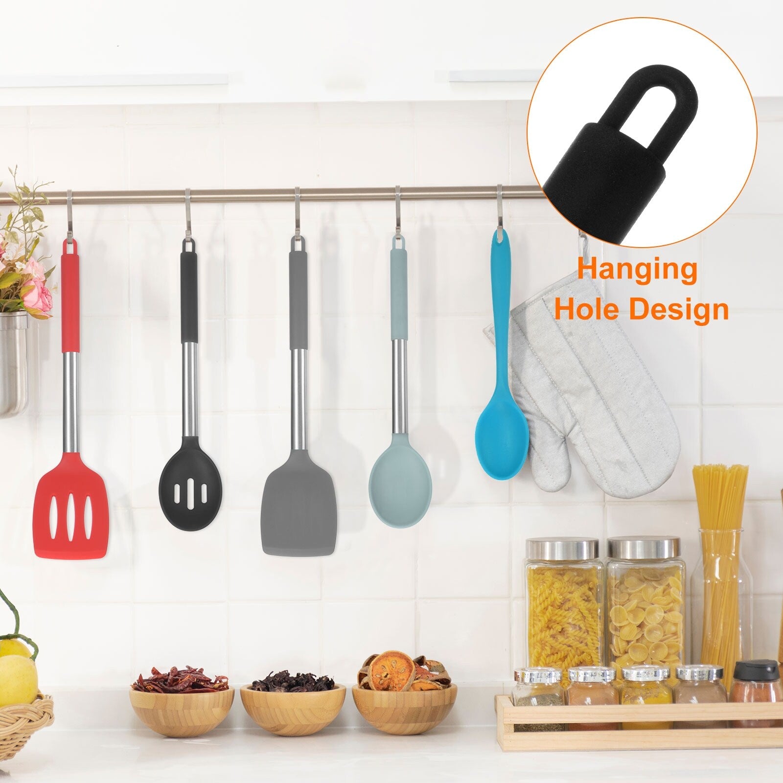 Heat-Resistant Silicone Cooking Utensils Set: Spatulas and Spoons