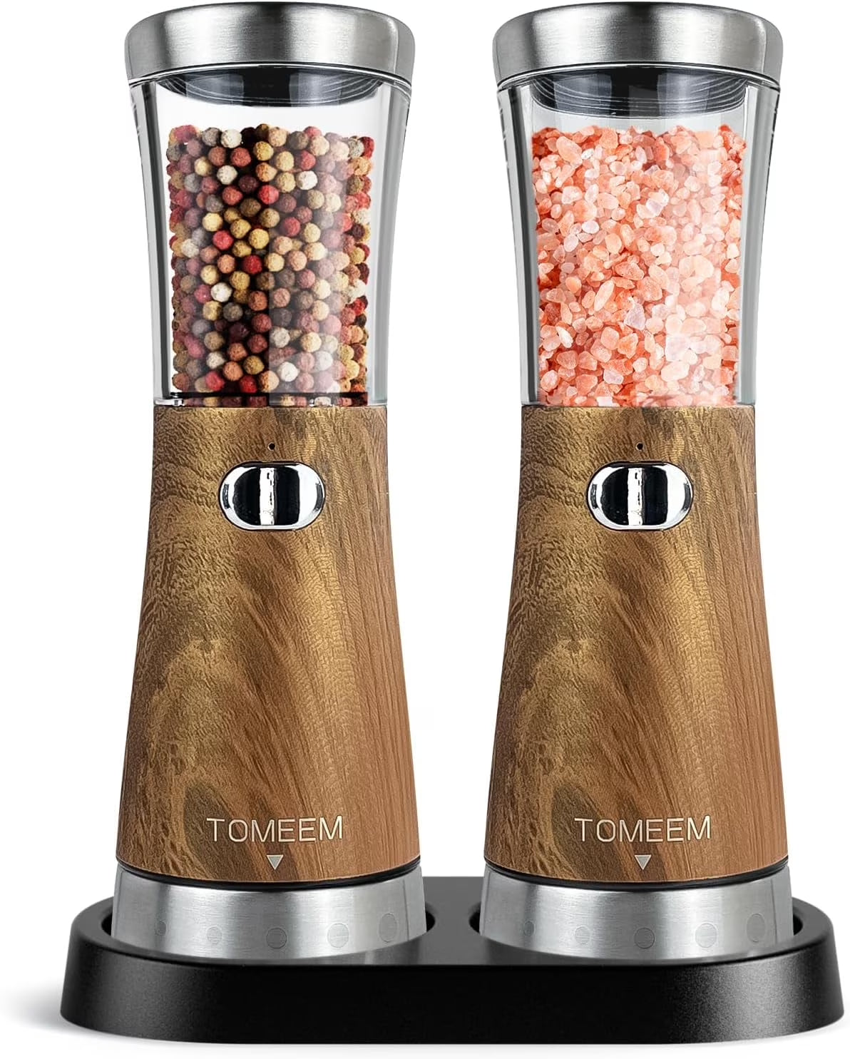 USB Rechargeable Stainless Steel Electric Salt and Pepper Grinder Set with 5-Level Adjustable Settings and 4.5oz Capacity