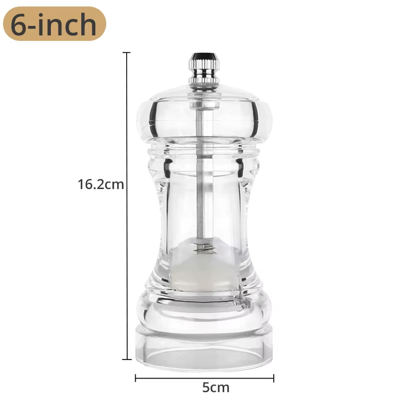 Acrylic Pepper Grinder and Salt Shaker Set with Adjustable Coarseness and Ceramic Rotor - Premium Kitchen Accessories