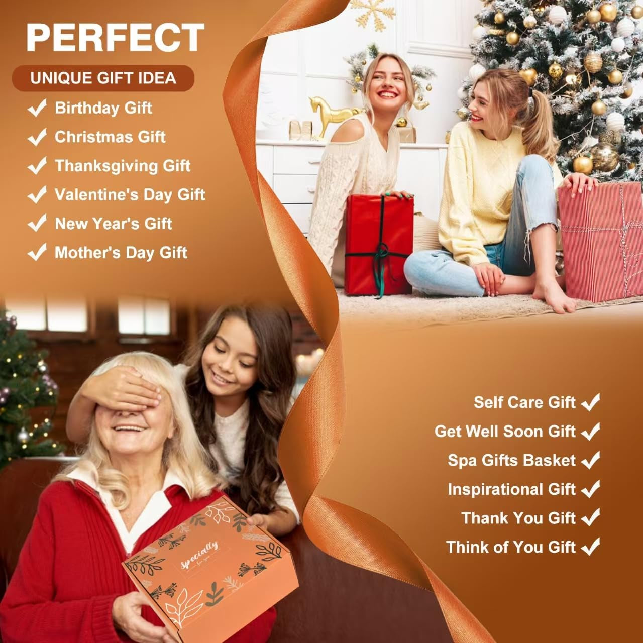 Elegant Gift Baskets for Mother's Day: Spa Relaxation Set with Cozy Blanket and Roses for Women, Ideal for Birthdays, Teacher Appreciation, and Special Occasions