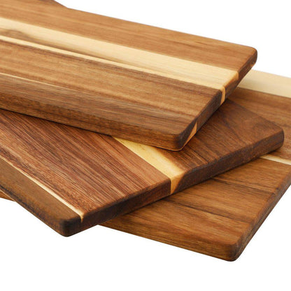 28-Inch 3-Piece Acacia Wood Charcuterie and Cheese Board Set with Handles