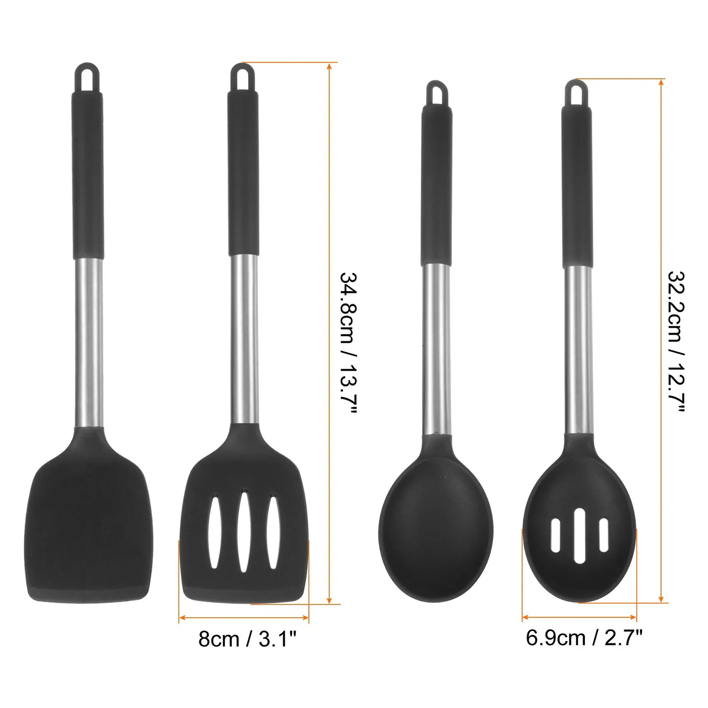 Heat-Resistant Silicone Cooking Utensils Set: Spatulas and Spoons