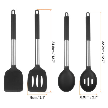 Heat-Resistant Silicone Cooking Utensils Set: Spatulas and Spoons