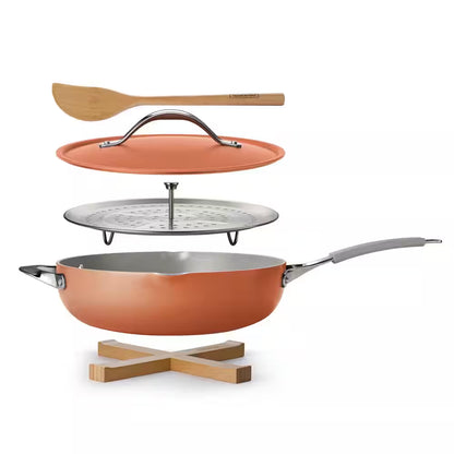 5-Quart Aluminum Ceramic Nonstick All-in-One Plus Pan in Persimmon