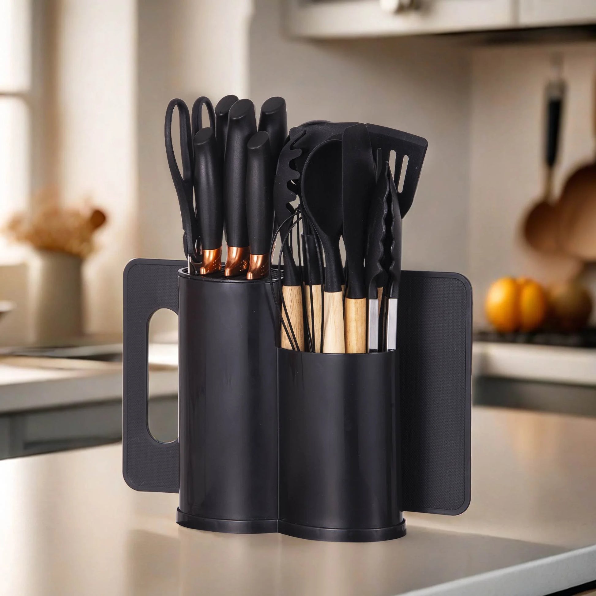 19-Piece Heat-Resistant Silicone Kitchen Utensil Set - Non-Stick and Easy to Clean, Black