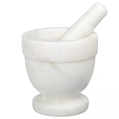 Natural Off-White Marble Mortar and Pestle Set for Herb and Spice Grinding