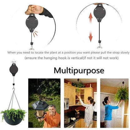 4-Piece Retractable Pulley Hook Hanging System for Garden Plants and Flowers