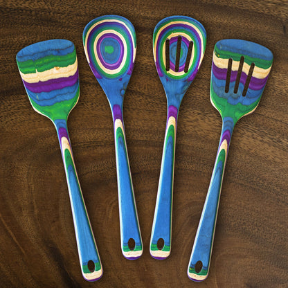 Mumbai Collection 4-Piece Wooden Cooking Utensil Set - Nonstick Safe