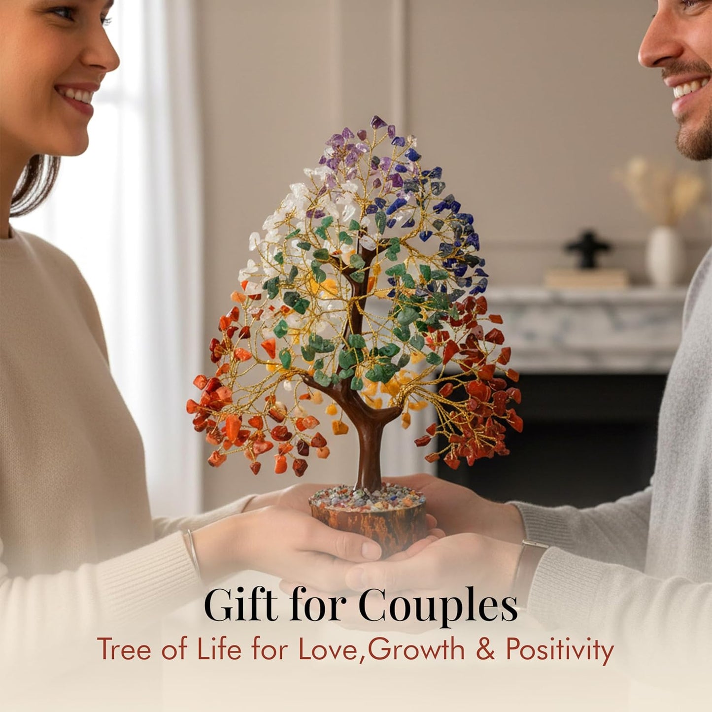 Original 7 Chakra Crystal Tree of Life - Elegant Healing Crystal Décor for Home and Office, Perfect Gift for Birthdays, Housewarmings, and Special Occasions for All Genders