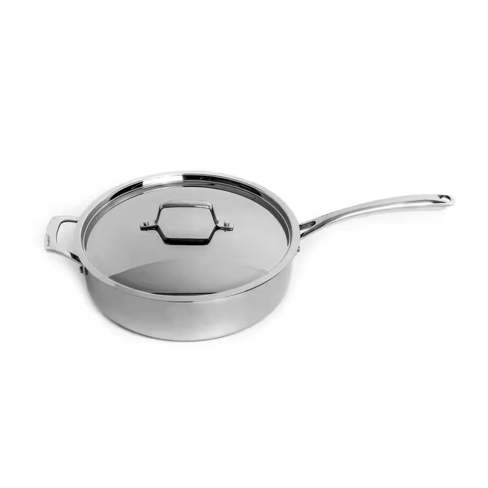 Professional 4.6 Quart 11-Inch Tri-Ply 18/10 Stainless Steel Sauté Pan with Stainless Steel Lid