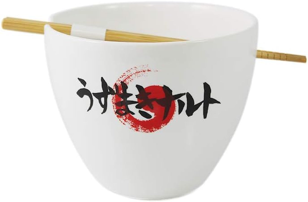 Naruto Ramen Bowl with Wooden Chopsticks Featuring Naruto Eating Ramen, 473 ml