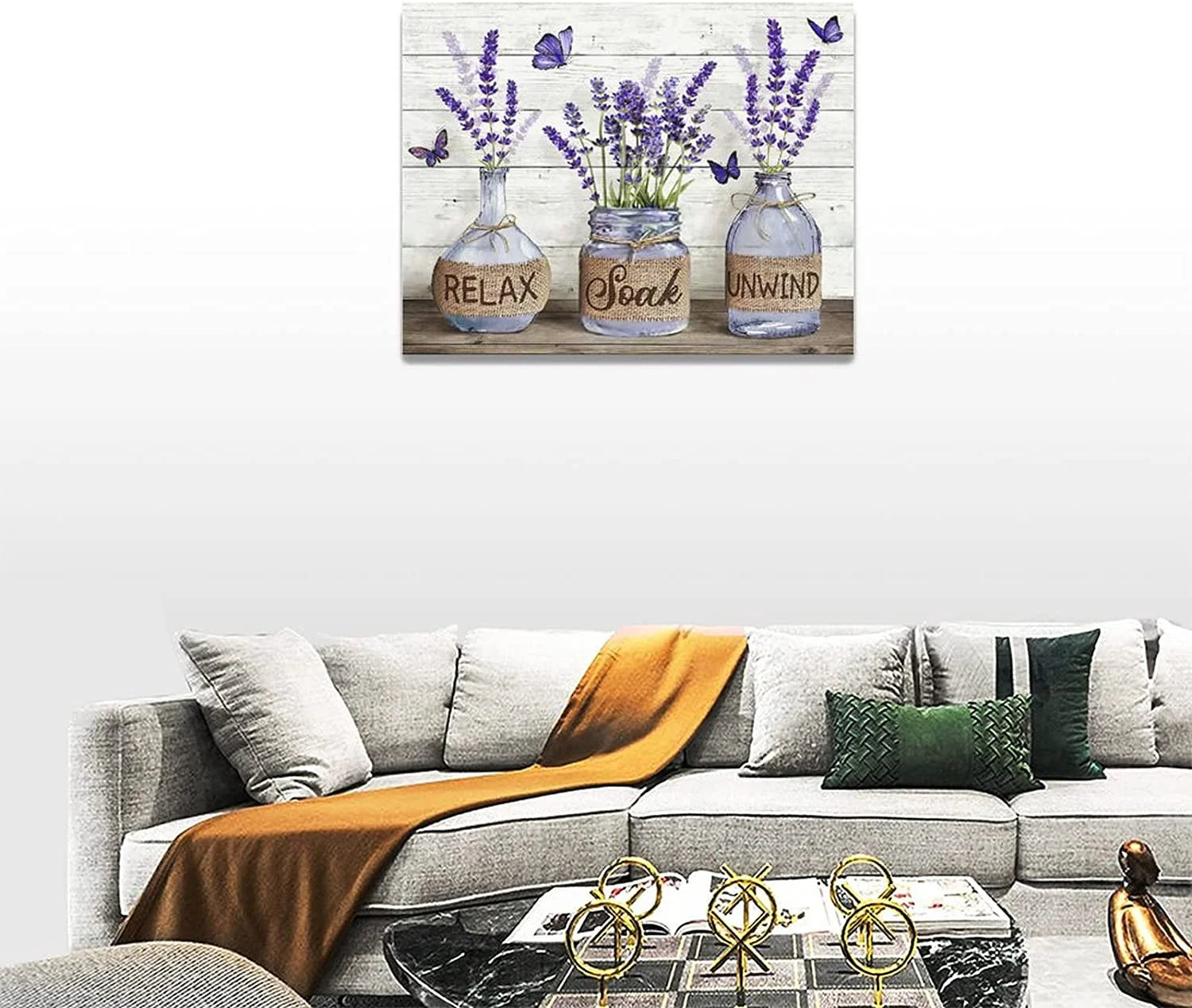 Farmhouse Bathroom Decor Wall Art Rustic Cotton Bathroom Pictures Canvas Print Country Bathroom Relax Soak Unwind Sign Artwork Modern Home Decor for Bathroom Framed Ready to Hang 12"X16"