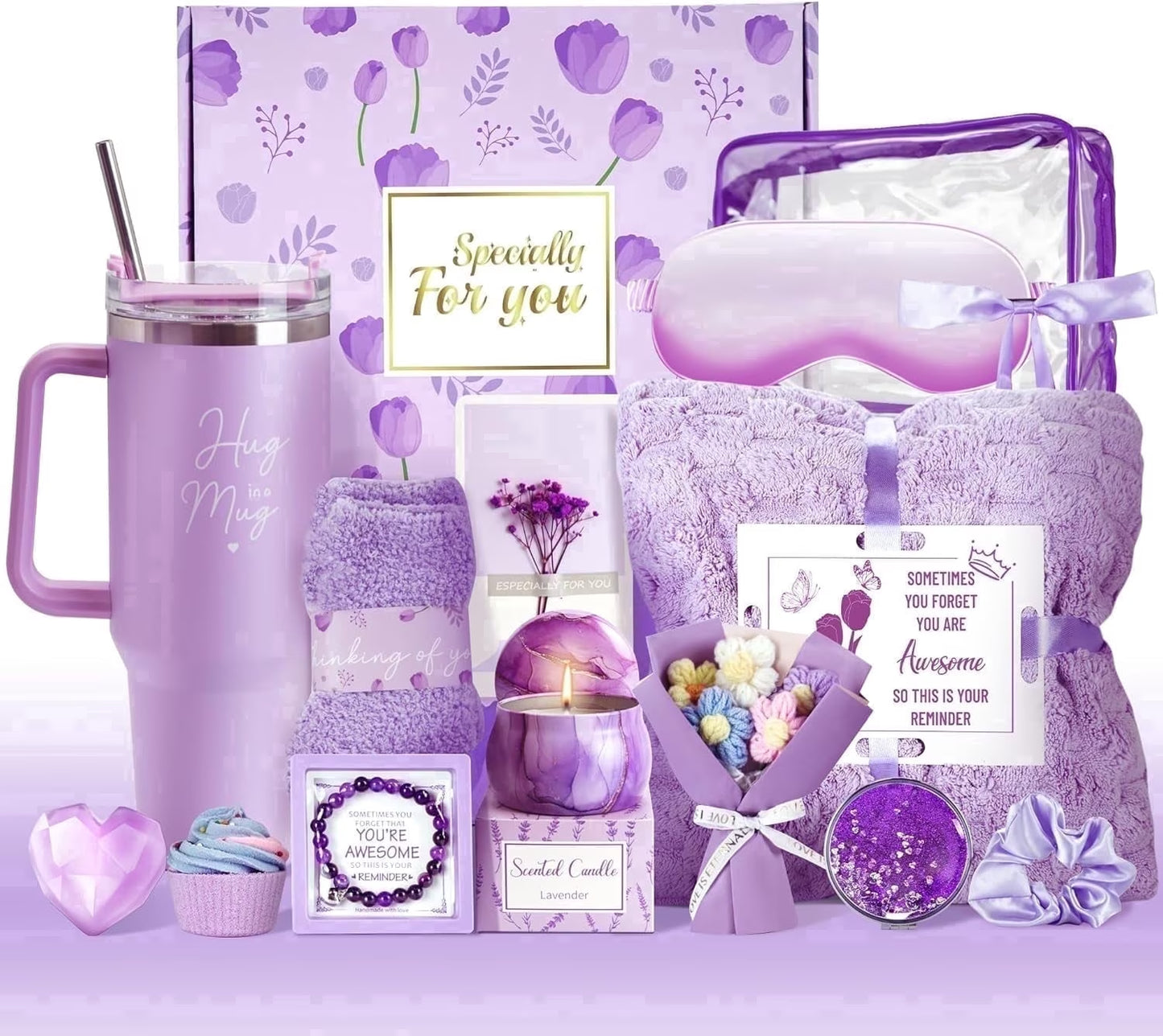15-Piece Luxury Spa Gift Set for Women, Featuring Flannel Blanket and 40 Oz Tumbler - Perfect for Birthdays, Valentine's Day, Mother's Day, and Special Occasions