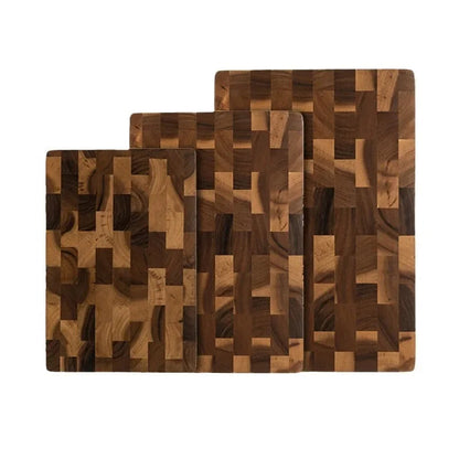 Acacia Wood Cutting Board Set - 3 Piece, Double-Sided Large Chopping Board with Handle, End Grain Butcher Block for Meal Preparation and Charcuterie Display