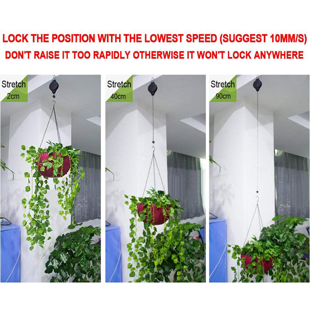 4-Piece Retractable Pulley Hook Hanging System for Garden Plants and Flowers