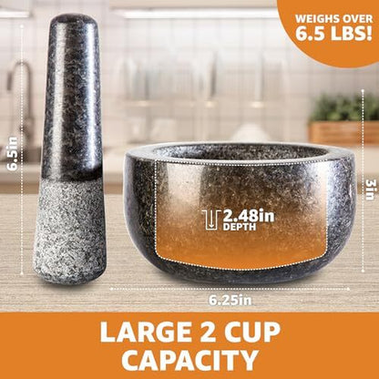 Premium Hand-Carved Heavy Duty Mortar and Pestle Set in Various Sizes and Colors