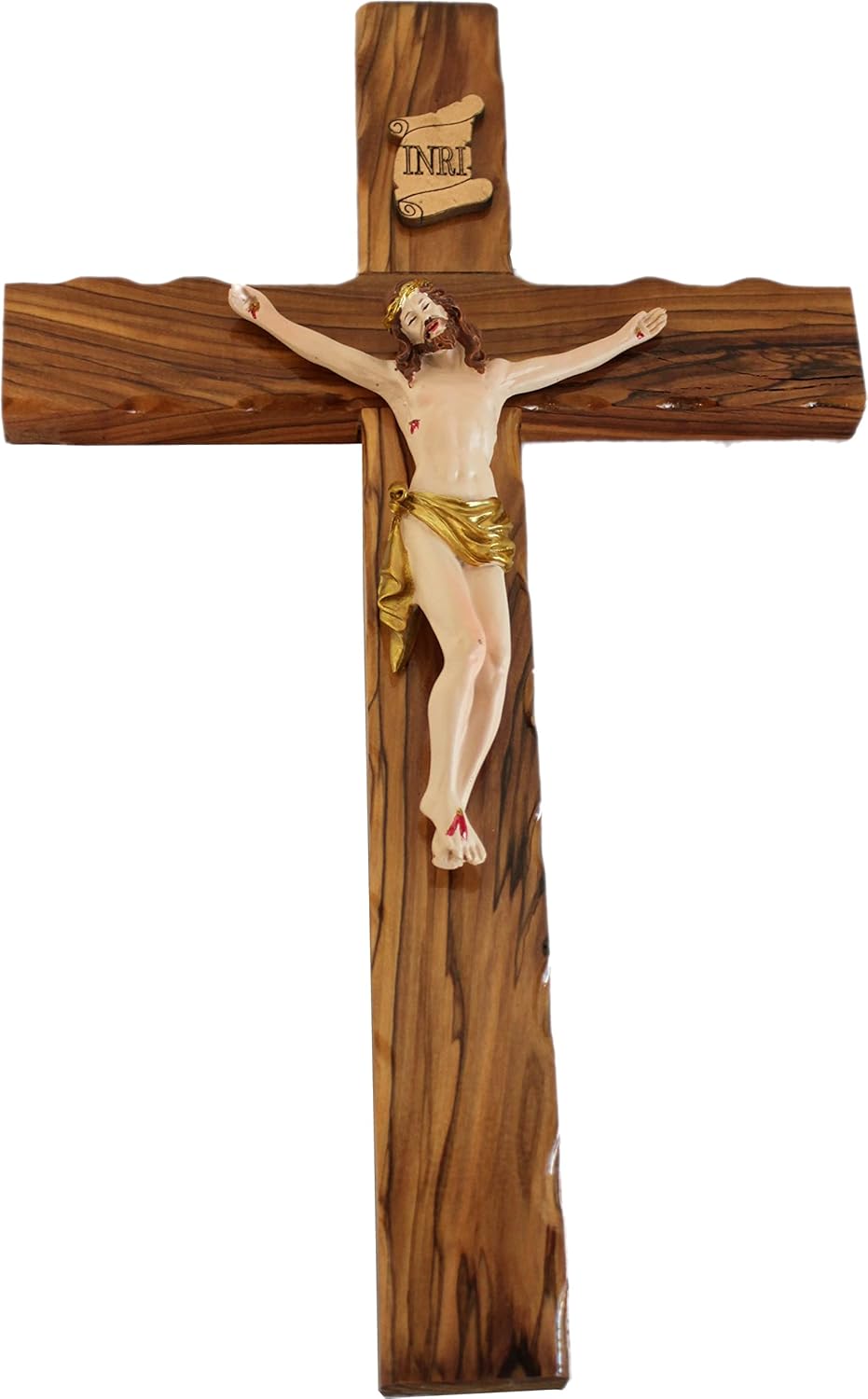 Exquisite 14-Inch Hand-Carved Olive Wood Cross from Bethlehem - Beautiful Wall Hanging Decor with Certificate & Prayer Card