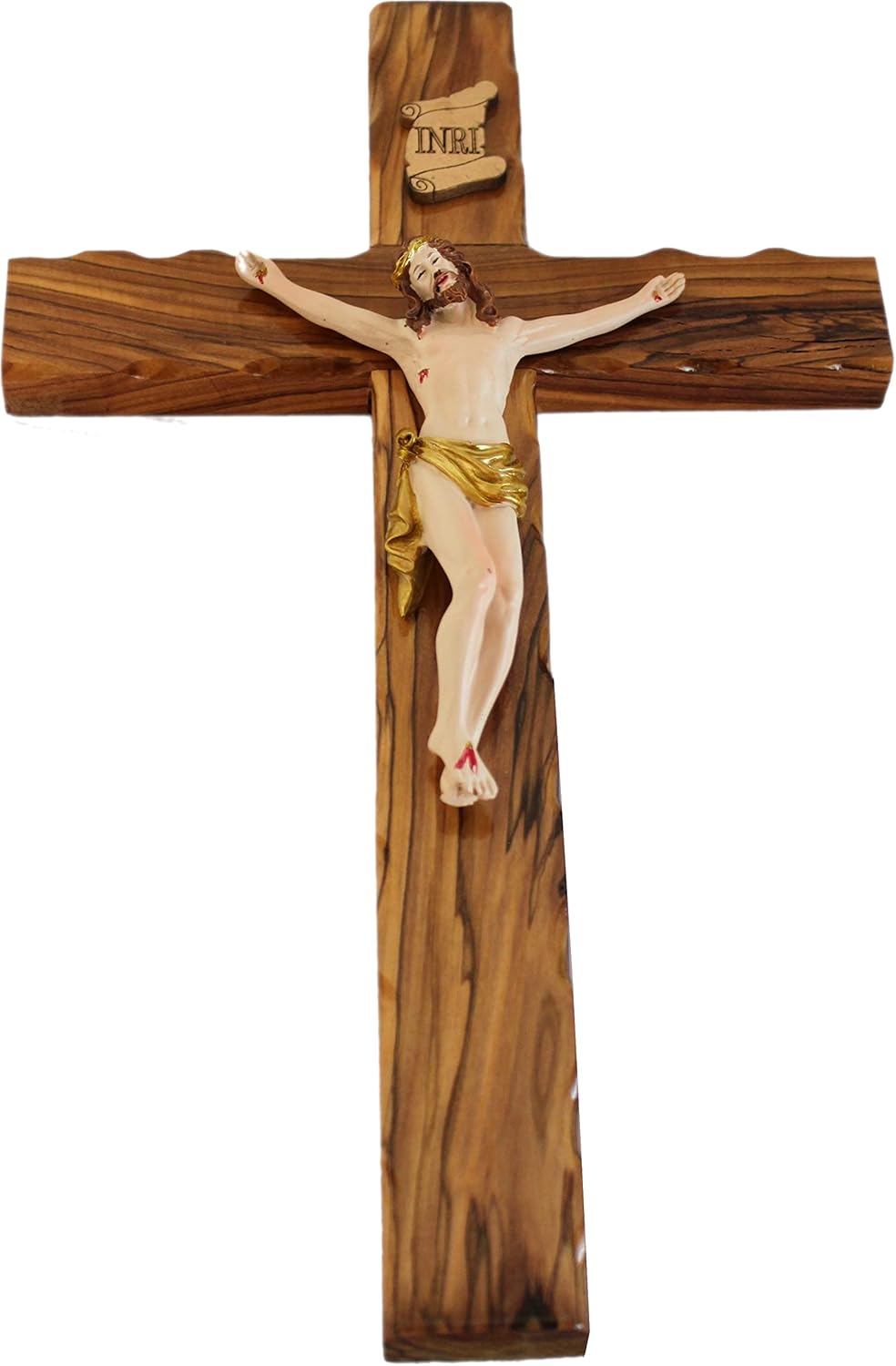 Exquisite 14-Inch Hand-Carved Olive Wood Cross from Bethlehem - Beautiful Wall Hanging Decor with Certificate & Prayer Card