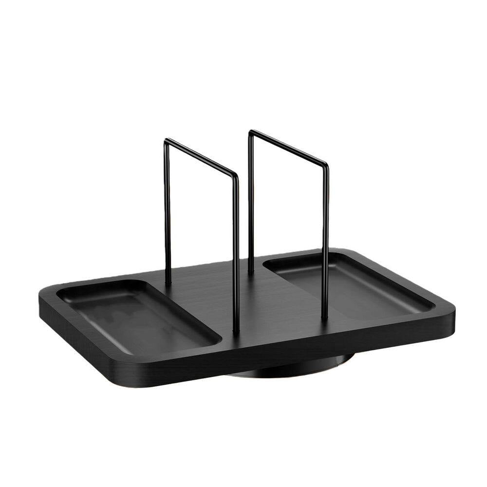 Black Metal Rotating Napkin Holder with Caddy for Salt and Pepper Shakers (Shakers Not Included)