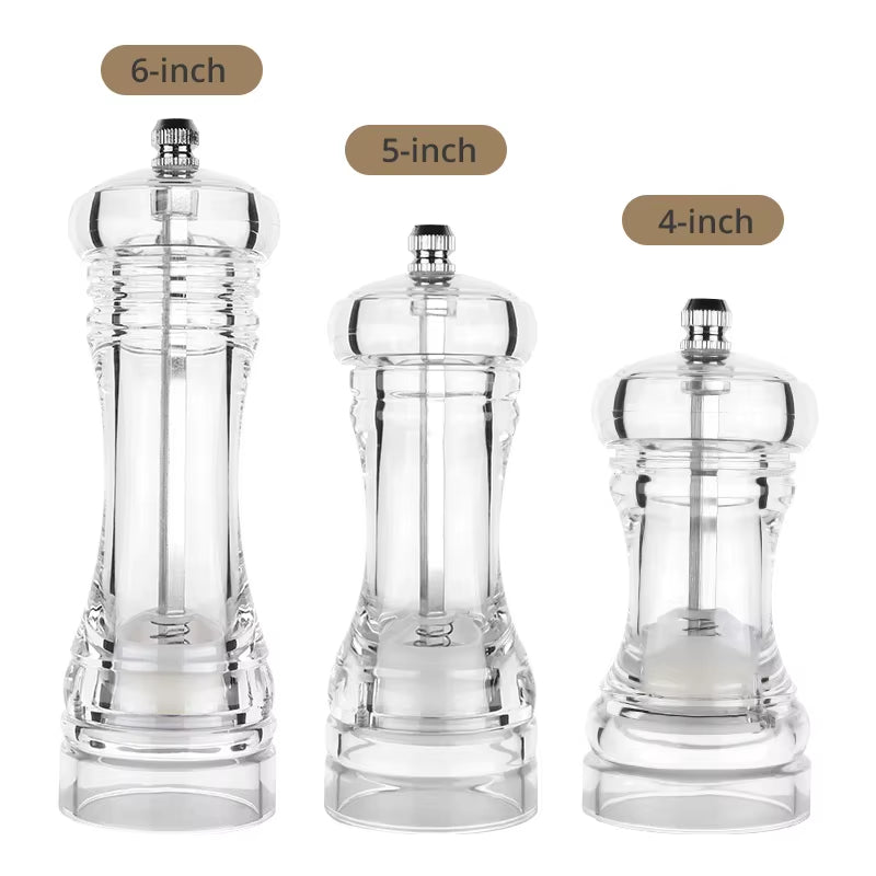 Acrylic Pepper Grinder and Salt Shaker Set with Adjustable Coarseness and Ceramic Rotor - Premium Kitchen Accessories