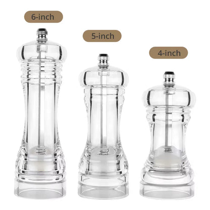 Acrylic Pepper Grinder and Salt Shaker Set with Adjustable Coarseness and Ceramic Rotor - Premium Kitchen Accessories