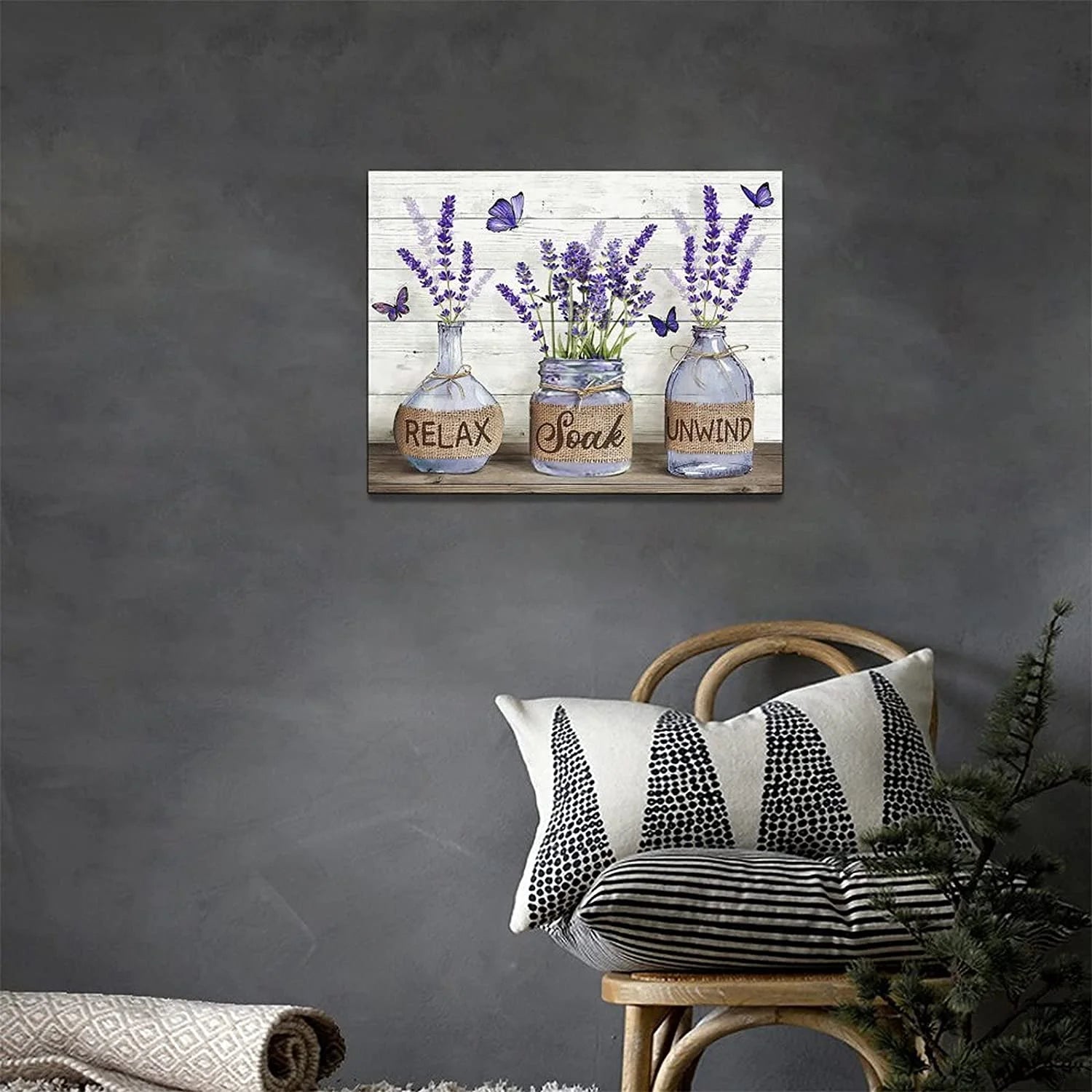 Farmhouse Bathroom Decor Wall Art Rustic Cotton Bathroom Pictures Canvas Print Country Bathroom Relax Soak Unwind Sign Artwork Modern Home Decor for Bathroom Framed Ready to Hang 12"X16"
