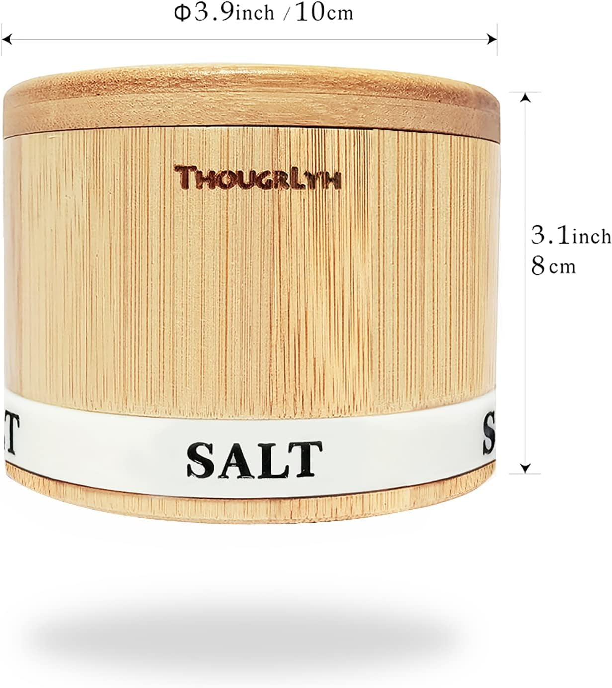 Bamboo Salt and Pepper Container with Swivel Lid and Dual Spoons - 13 oz