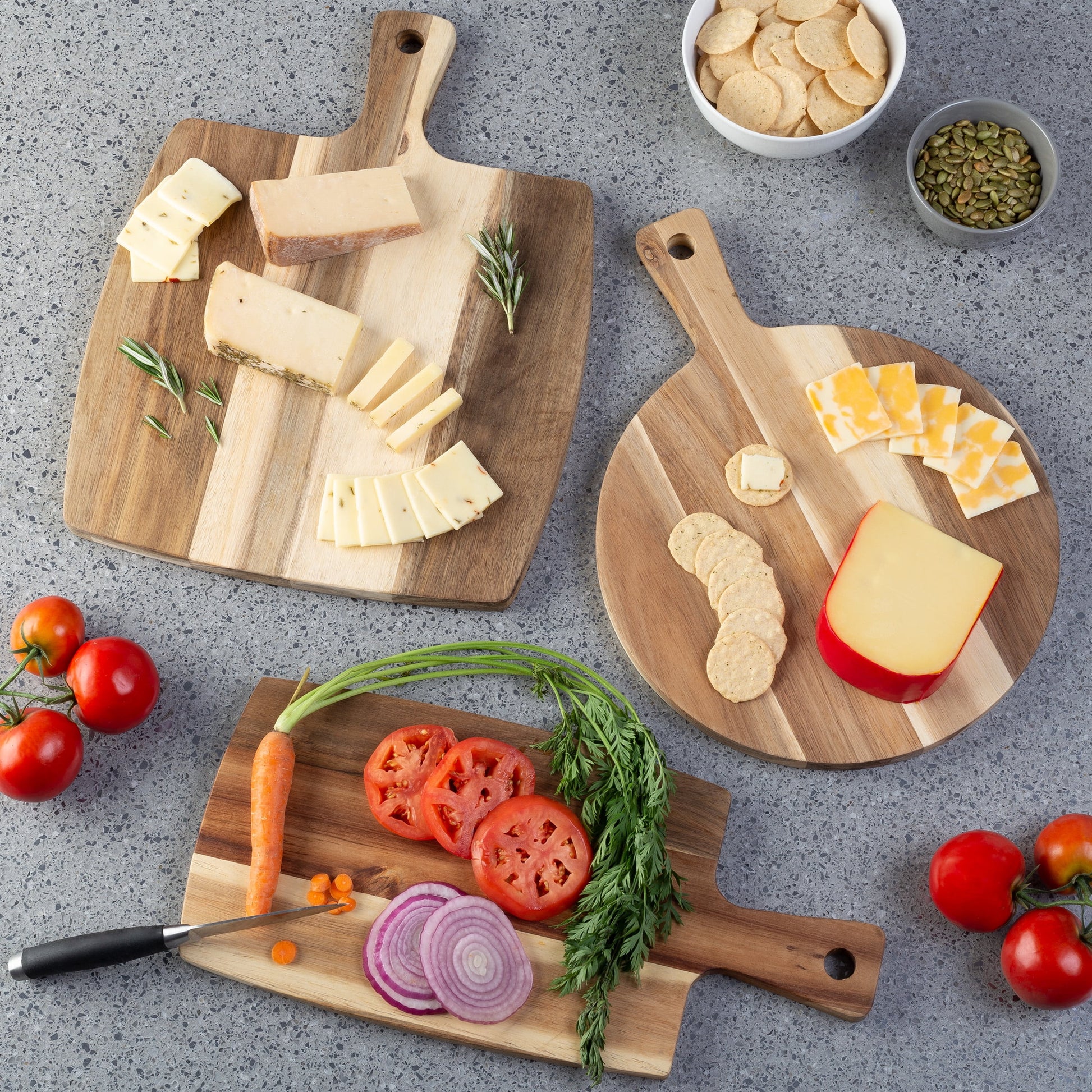 Acacia Wood Cutting Board Set - 3-Piece Collection by Classic Cuisine
