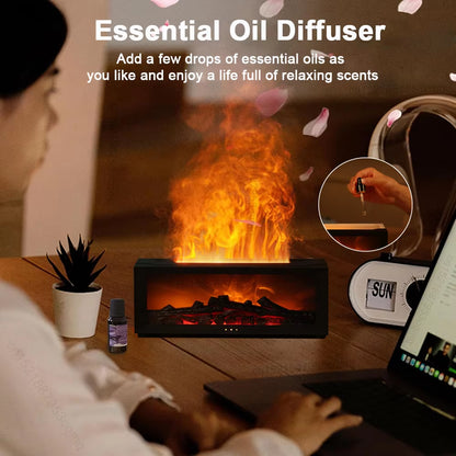 Essential Oil Diffuser and Humidifier with Flame Effect and Night Light for Aromatherapy and Home Fragrance