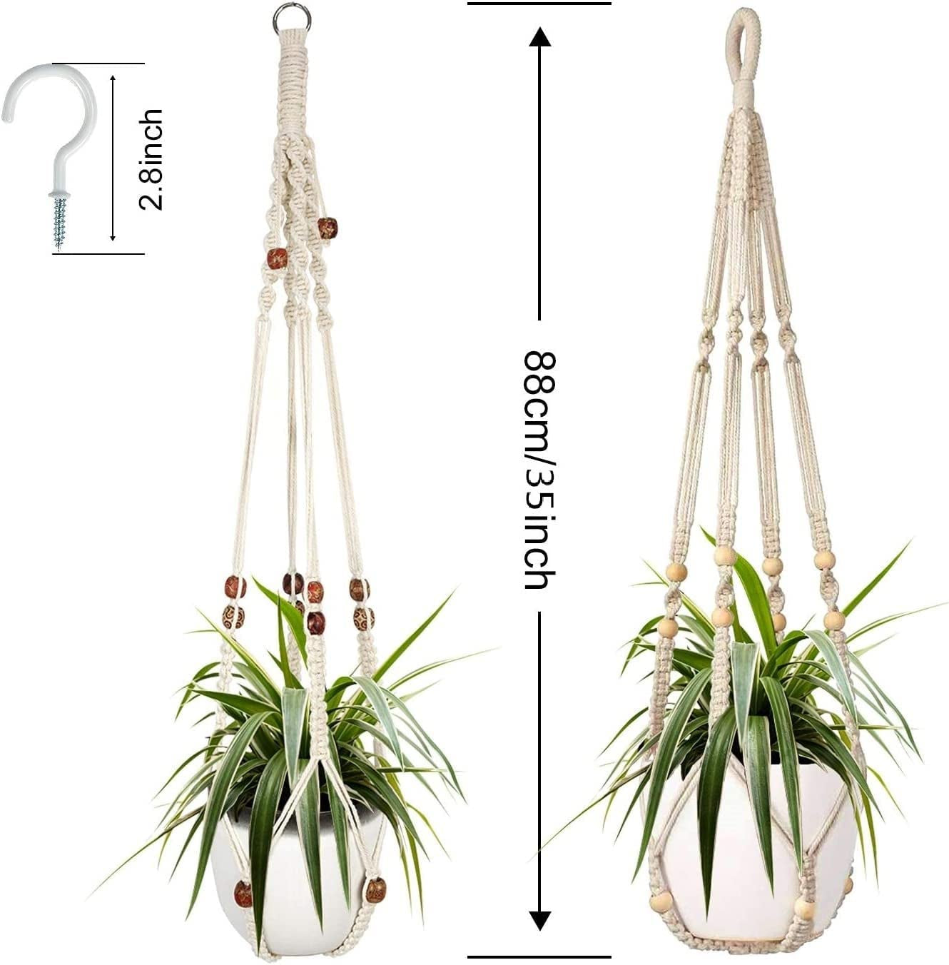 Macrame Plant Hanger Set - 2 Decorative Hanging Planters for Indoor Home Decor