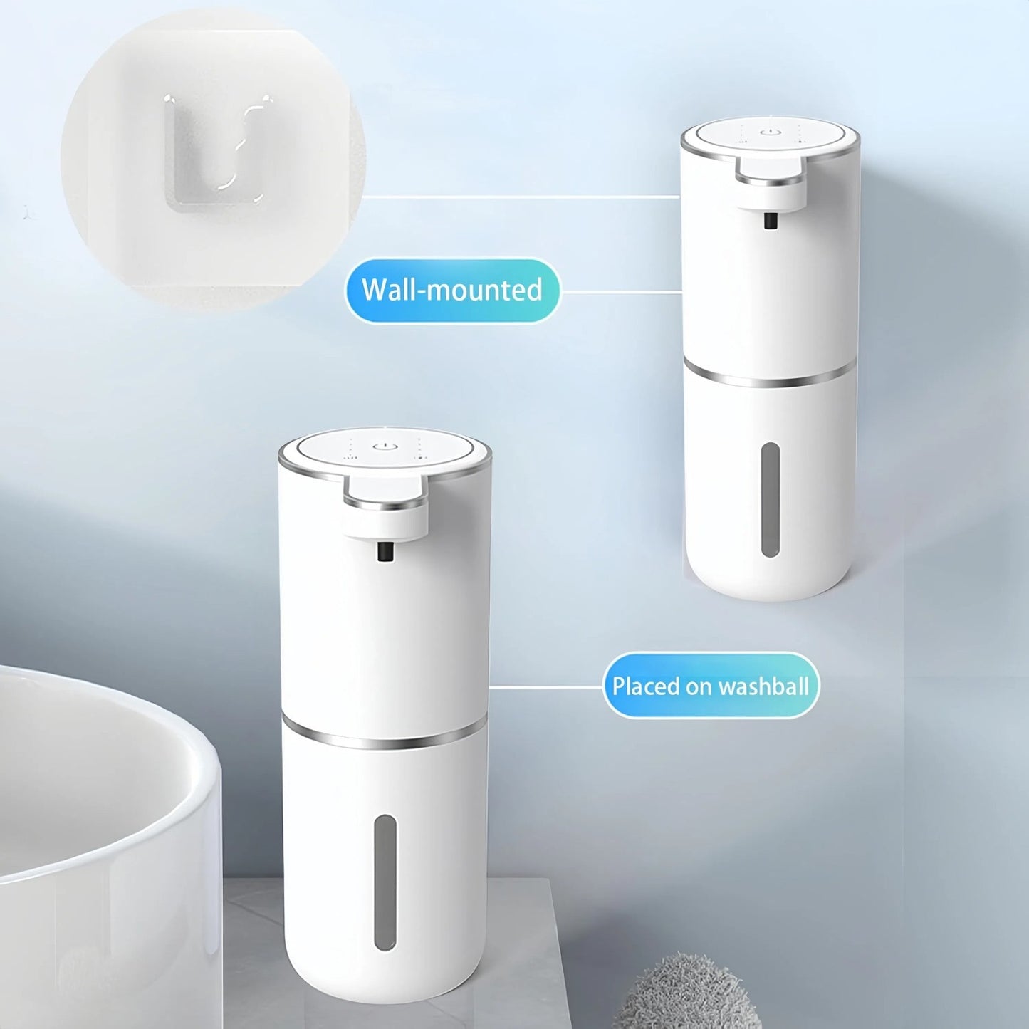1-2 Pack Automatic Soap Dispenser, Foaming Soap Dispenser for Bathroom & Kitchen