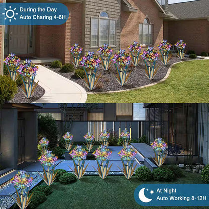 Solar Metal Agave Butterfly Garden Sculpture Set (3 Blue Pieces)