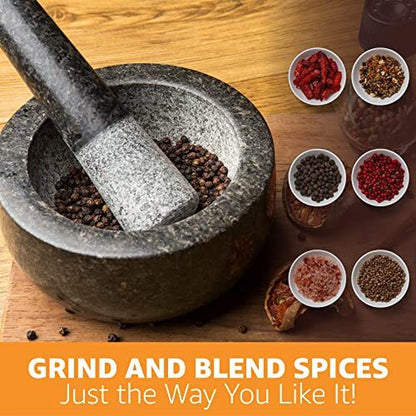 Premium Hand-Carved Heavy Duty Mortar and Pestle Set in Various Sizes and Colors