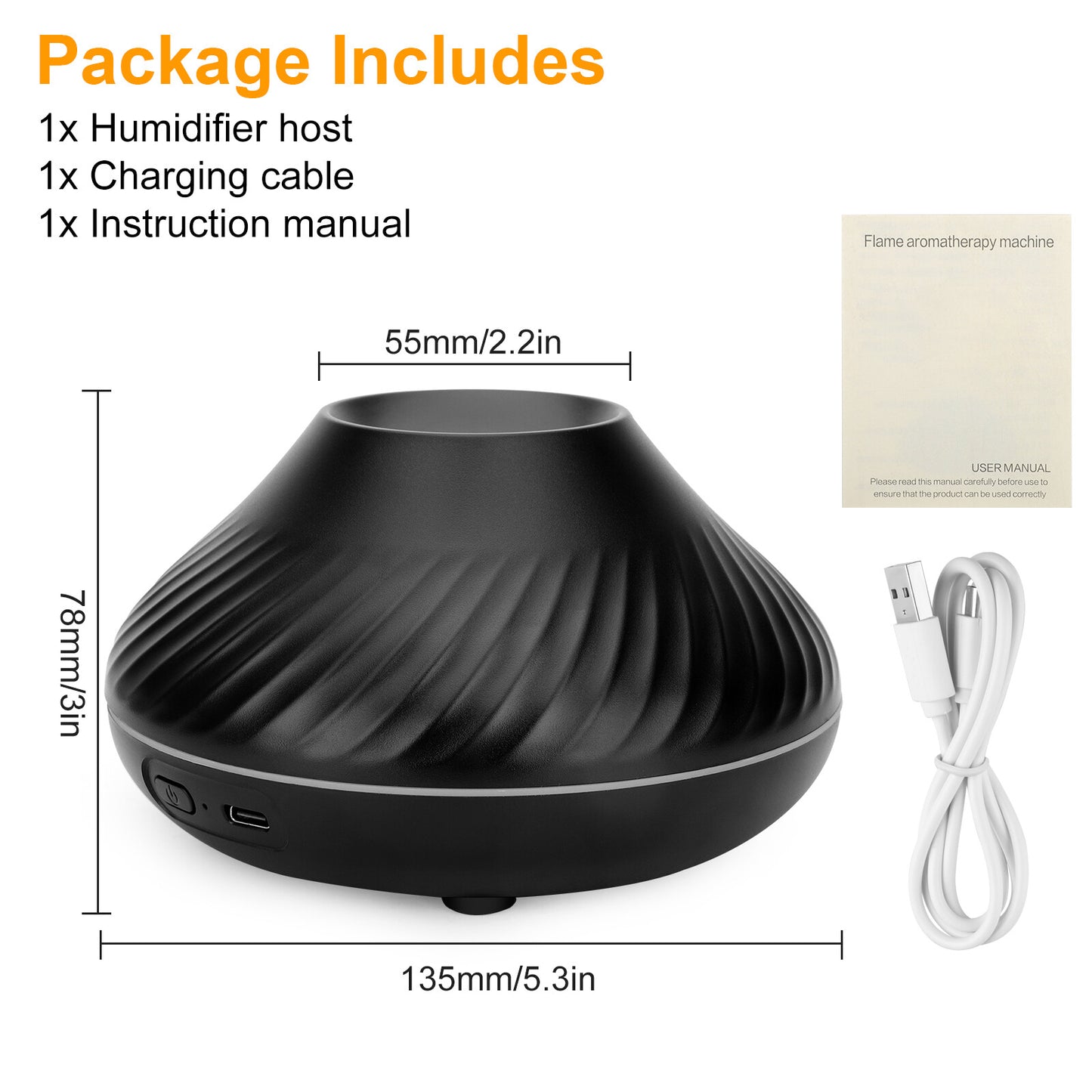 Elegant Fire Flame Aroma Diffuser with Essential Oil, Air Humidification, and LED Aromatherapy Features