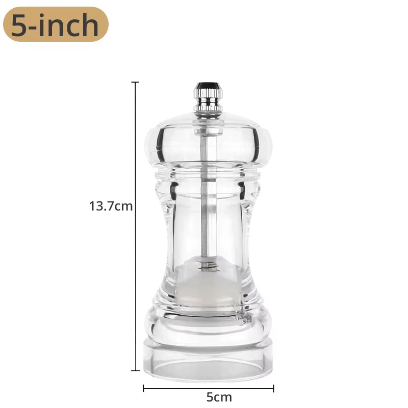 Acrylic Pepper Grinder and Salt Shaker Set with Adjustable Coarseness and Ceramic Rotor - Premium Kitchen Accessories