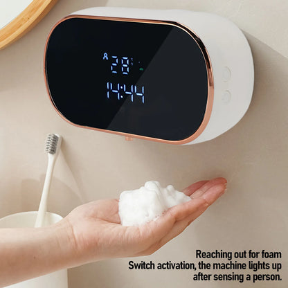 Wall-Mounted Automatic Soap Dispenser Large Capacity Touchless Rechargeable Sensor Soap Dispenser with LED Screen, Smart Ele