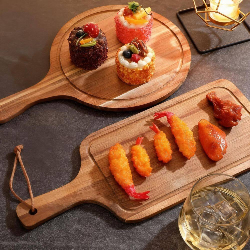 Acacia Wood Cutting Board Set - 3-Piece with Handle and Juice Groove