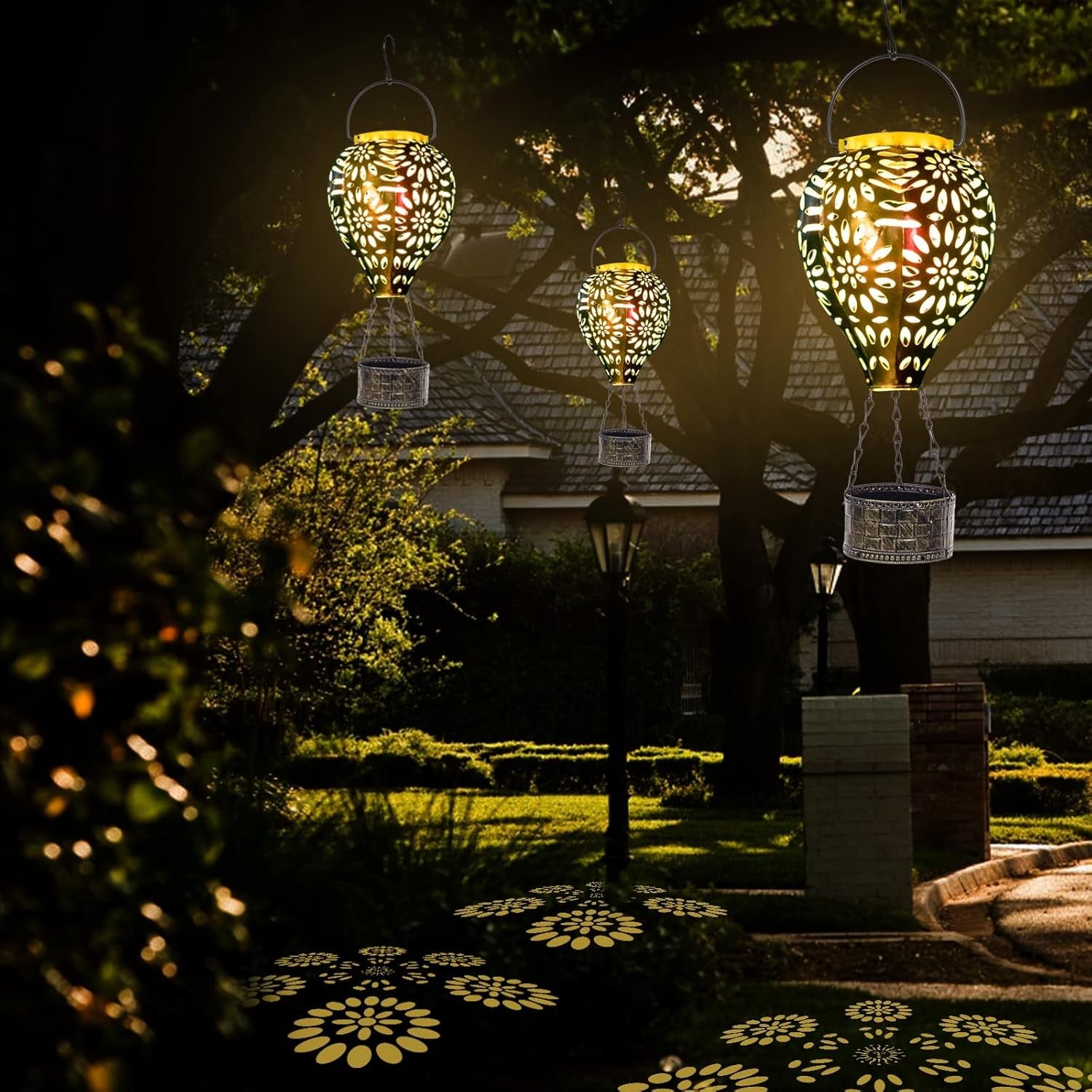 Solar-Powered Waterproof Hot Air Balloon Lanterns for Outdoor Decoration