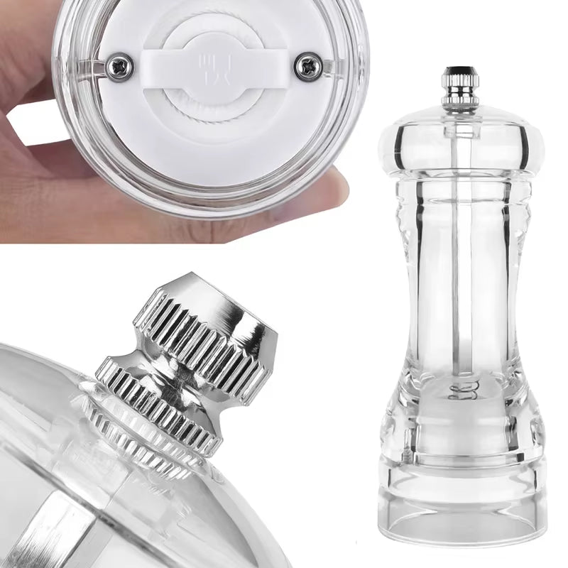 Acrylic Pepper Grinder and Salt Shaker Set with Adjustable Coarseness and Ceramic Rotor - Premium Kitchen Accessories