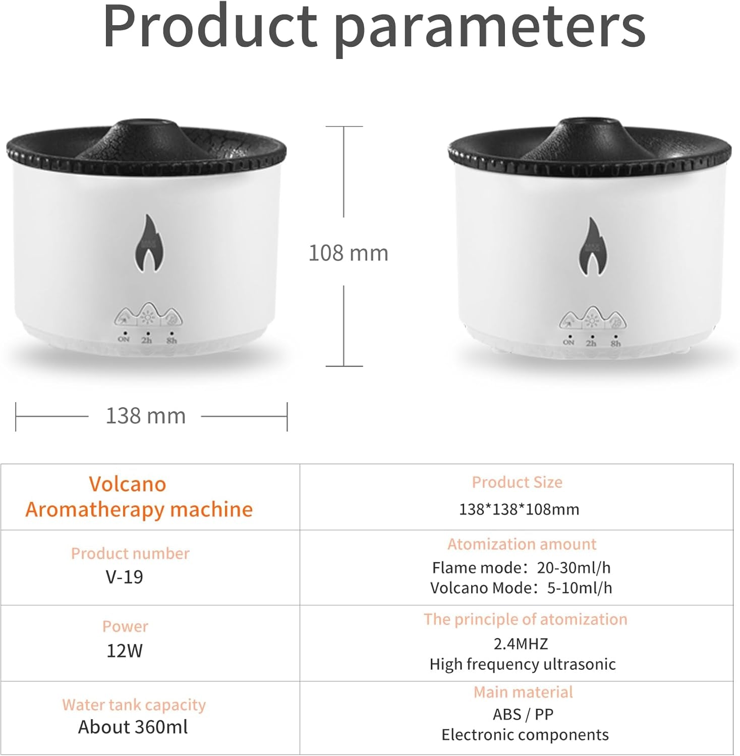 Aroma Essential Oil Diffuser 360ml with Volcano and Flame Design, Includes 1.76oz Hotel Collection Essential Oils, Adjustable Blue/Red Light Selection, Ideal for Large Rooms (Black Cracks)