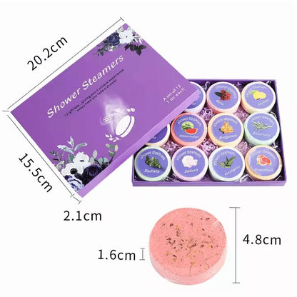 Shower Steamers Aromatherapy - 12 Pcs Shower Bombs with Essential Oil for Home SPA, 100% Pure Essential Oil, Lavender, All Natural, for Men and Women