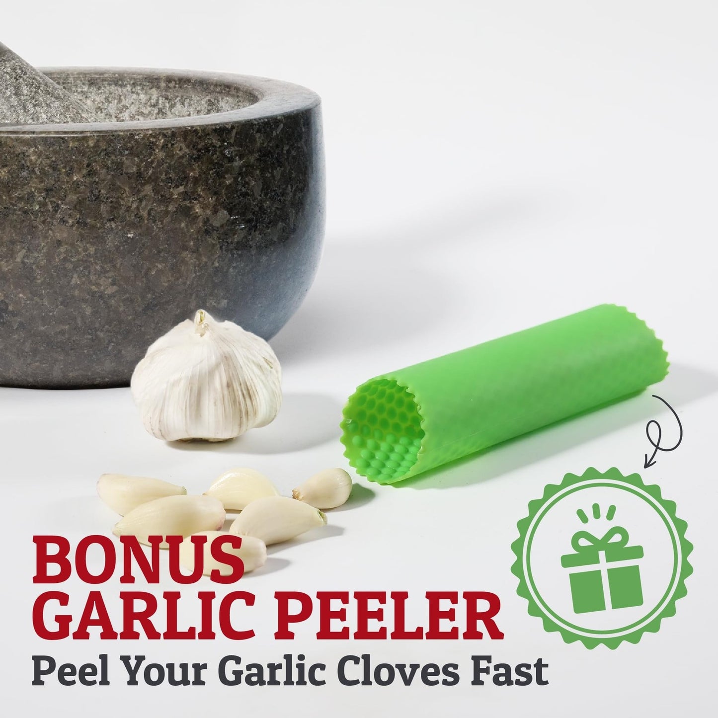 Priority Chef Premium Granite Mortar and Pestle Set, 1.5 Cup Capacity, Durable and Non-Slip Design