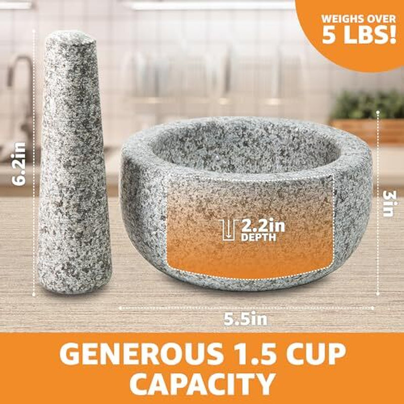 Premium Hand-Carved Heavy Duty Mortar and Pestle Set in Various Sizes and Colors