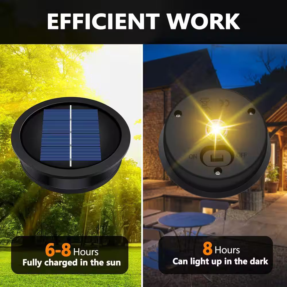 3.2-Inch Warm White LED Waterproof Solar Light Replacement Top Kit for Outdoor DIY Lanterns - Set of 2