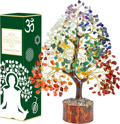 Original 7 Chakra Crystal Tree of Life - Elegant Healing Crystal Décor for Home and Office, Perfect Gift for Birthdays, Housewarmings, and Special Occasions for All Genders
