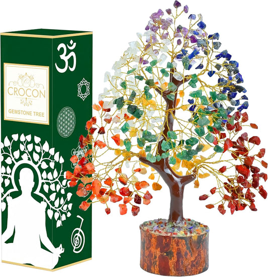 Original 7 Chakra Crystal Tree of Life - Elegant Healing Crystal Décor for Home and Office, Perfect Gift for Birthdays, Housewarmings, and Special Occasions for All Genders